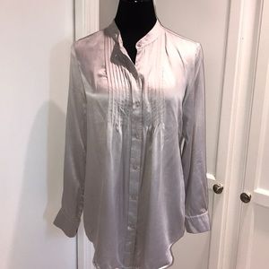 INC International Concepts silver silk blouse